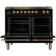 thumbnail image 3 of Ilve UPDN100FDMPNLP Nostalgie Series 40 Inch Dual Fuel Convection Freestanding Range, 5 Sealed Brass Burners, 4 cu.ft. Total Oven Capacity in Glossy Black, Brass Trim (Liquid Propane), 3 of 3