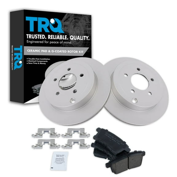 TRQ Rear Brake Pad & Rotor Kit Brake Pads Brake Rotor Ceramic Premium G-Coated Fits Select 2007-2010 Ford Edge Lincoln MKX
