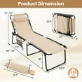 thumbnail image 2 of ZOPan Folding Chaise Lounge Chair, Sun Tanning Chair with Adjustable Reclining Back, Outdoor Recliner Chair for Pool, Beach, Patio, Lawn (Beige with Pocket), 2 of 7