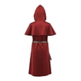 thumbnail image 4 of Jsaierl Women's Hooded Short Sleeve Tunic Dress with Leather Belt Medieval Wizard Monk Halloween Cosplay Costume, 4 of 6