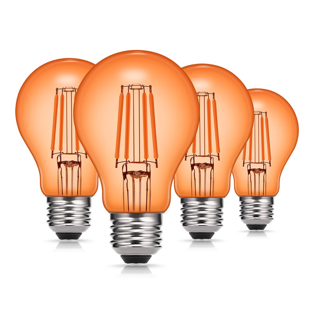 A19 Orange LED Light Bulb, 4W(40W Equivalent), Filament Orange Colored