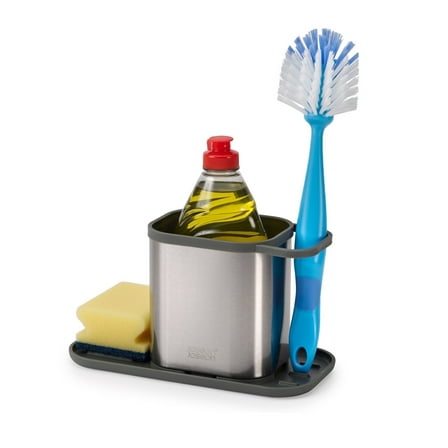 Joseph Joseph Duo Premium Stainless Steel Sink Caddy for Dish Brush, Sponge & Soap Bottle – Rust-Resistant Kitchen Organizer