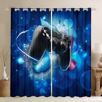 Castle Fairy Teens Adults Black Boys Game Gamepads Blackout Curtains Set of 2 (52x84 Each),Kids Game Controller Video Game Window Curtains,Abstract Geometric Curtains and Drapes Bedroom Decor