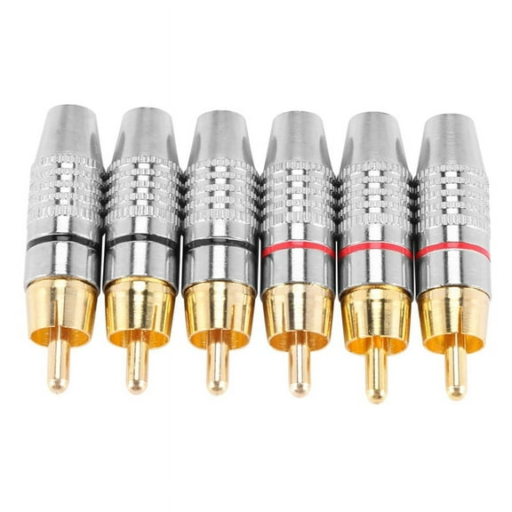 Male Plug Adapter, Audio Phono Gold Plated Solder Connector,Hi End - 6-Pack,silver