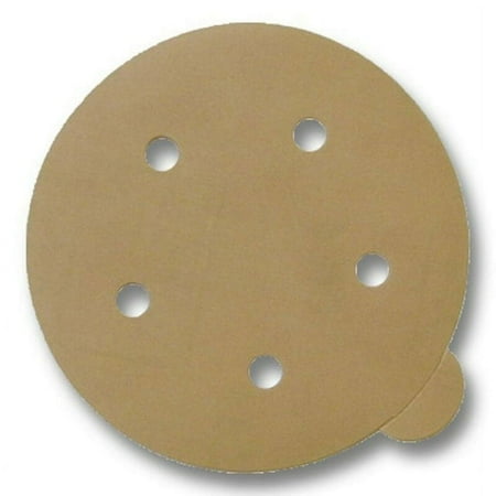 

100 Pack 5 in W x 5 in L 80 Grit 5-Hole Disc with Tab PSA Sanding Disc