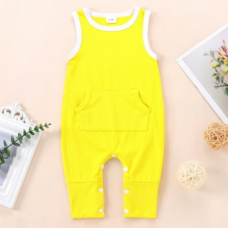 

EQWLJWE Newborn Infant Baby Girls Boys Sleeveless Ribbed Solid Knit Jumpsuit Clothes Girls Harness Holiday Clearance
