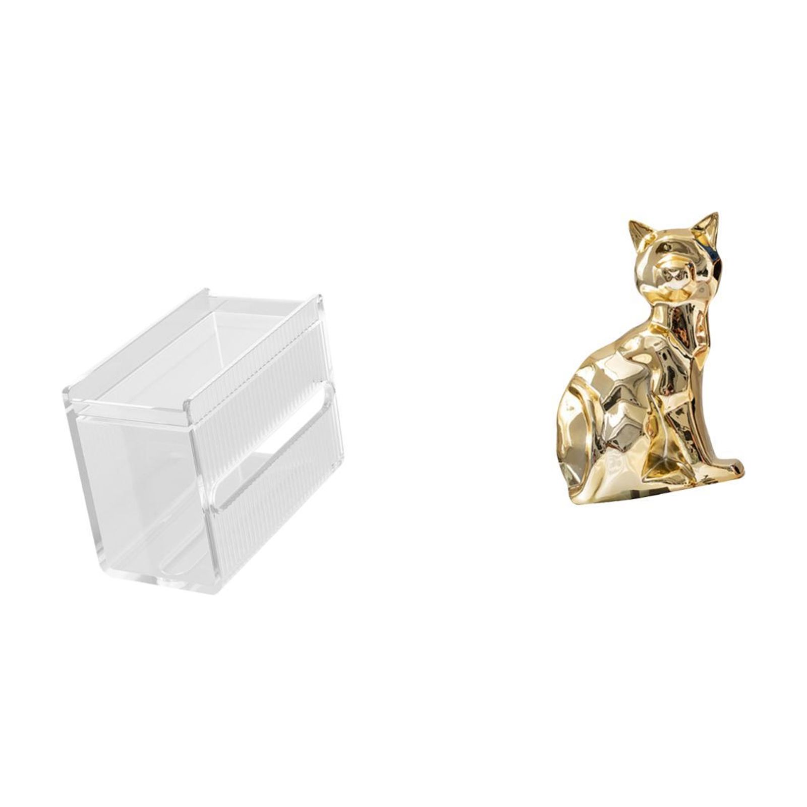 Fiocias Acrylic Cat Toilet Paper Storage Box Modern Animal Sculpture Paper Towel Dispenser Wall Mounted Tissue Holder Decorative Figurine Ornament for Firepla