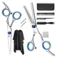 thumbnail image 4 of Kit de 10 tijeras para cortar el pelo, peines y capa de acero inoxidable para peluquería, color azul, 4 of 12