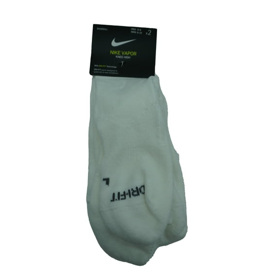 Nike 2 Pair Vapor Knee High Baseball Socks White (L)
