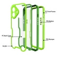 thumbnail image 2 of Designed For iPhone 16 Clear Phone Case,Two-color Design,Heavy Duty Shockproof Protection,Anti-Drop,Durable 4-Layer Transparent Back Protective Heavy Duty Phone Case,Green, 2 of 8
