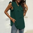 thumbnail image 4 of MESSUEN Sleeveless Shirts for Women Front Tie Top V-neck Flounce Tank Tops for Women Casual Solid Chiffon Blouses Ruffle Elegant Vest Women’s Tops Shirts for Women Dressy Casual Green L, 4 of 9