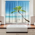 thumbnail image 2 of Ambesonne Tropic Kitchen Curtains, Palm Trees on Caribbean, 55"x45", Blue Green Beige, 2 of 3