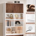 thumbnail image 3 of Homfa 75" Tall Bookcase with Doors & Adjustable Shelf, 3-Tier Cube Bookcase with Storage, Wood Farmhouse Display Cube Bookcase for Living Room Office, White, 3 of 7
