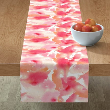 

Cotton Sateen Table Runner 90 - Texas Modern Sunset Pink Orange Watercolor Abstract Geometric Painterly Print Custom Table Linens by Spoonflower
