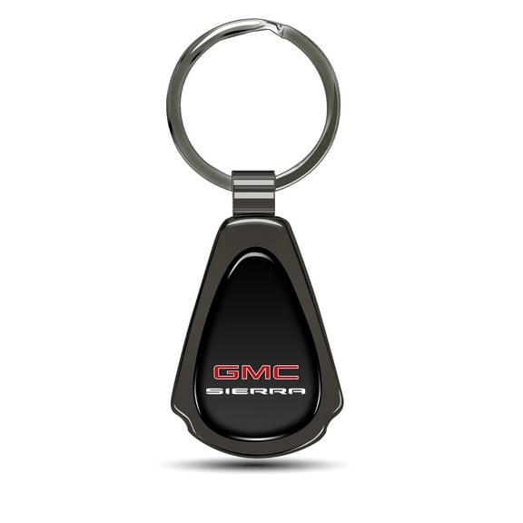 iPick Image for GMC Sierra Black Dome Gunmetal Black Metal Teardrop Key Chain, Official Licensed