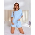 thumbnail image 3 of Ekouaer Pajama Set for Women Viscose from Bamboo Short Sleeve Tops and Shorts Set 2 Piece Lounge Set, 3 of 6