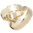 thumbnail image 2 of Pompeii3 14K Gold Matching Two Tone Hammered Wedding Ring Set, 2 of 3