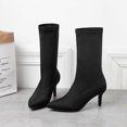 thumbnail image 6 of Wavsuf Cowboy Boots for Women Wide Calf Winter Flock Mid Calf with Fuzz Black Shoes Size 40, 6 of 9