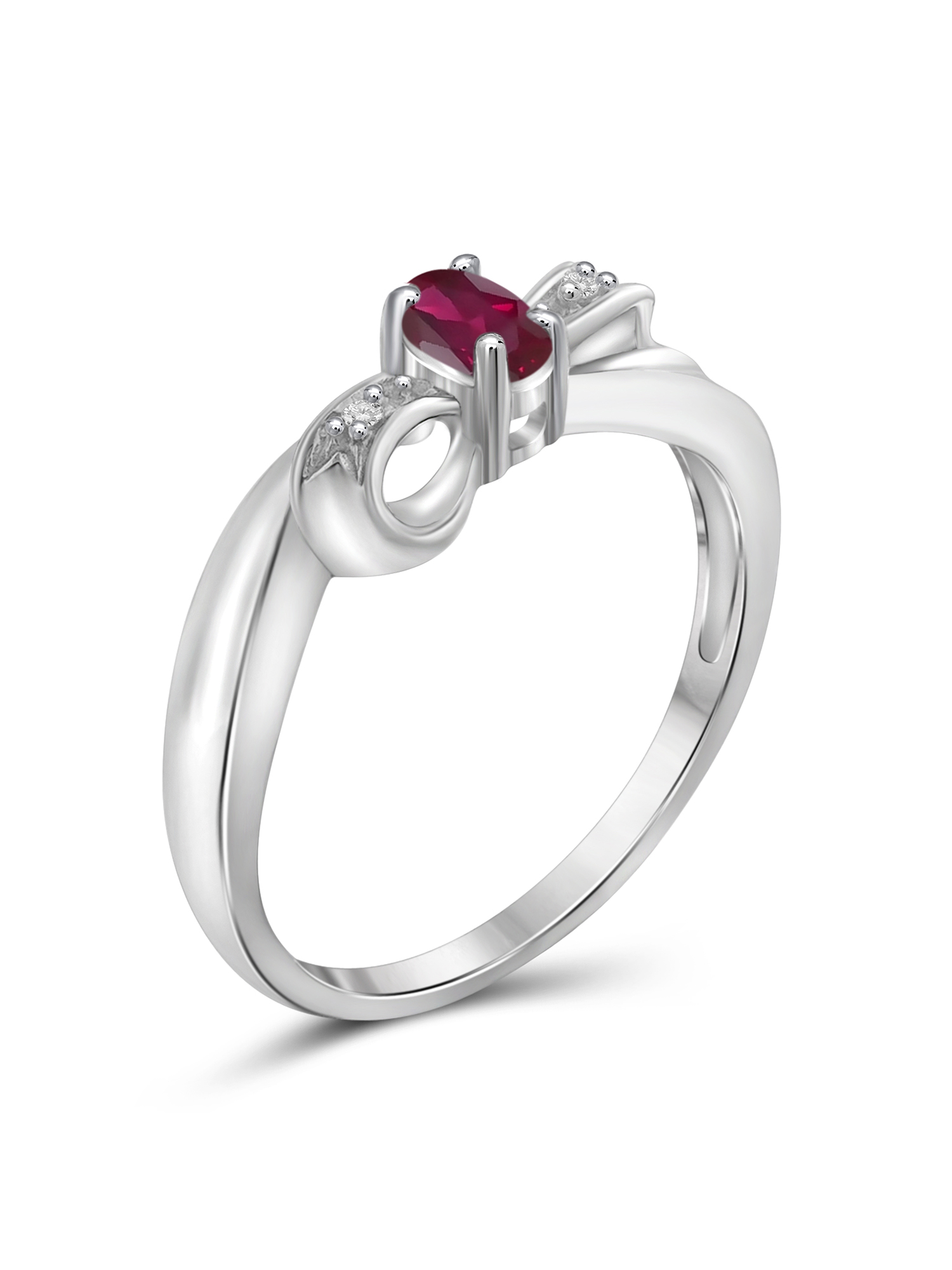 JewelersClub Ruby Ring Birthstone Jewelry – 0.25 Carat Ruby 0.925 Sterling Silver Ring Jewelry with White Diamond Accent– Gemstone Rings with Hypoallergenic 0.925 Sterling Silver
