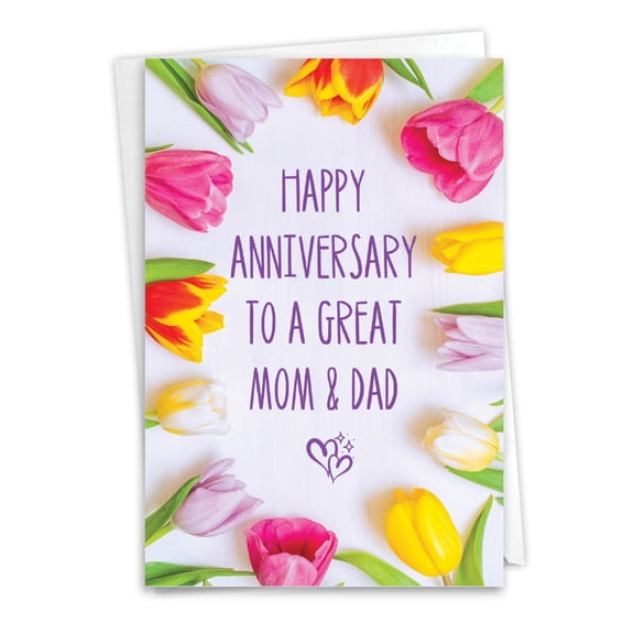 NobleWorks Funny Anniversary Paper Card with 5 x 7 Inch Envelope (1 Card) Couple, Husband, Wife, Parents Anniversary Congratulations Great Parents C9571ANG