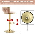 thumbnail image 3 of DREAMSIDEA Swivel Bar Stools Set of 4 Modern Velvet Upholstered High Back Adjustable Bar Chairs with Golden Footrest for Kitchen Counter Square Island,Pink, 3 of 5