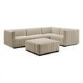 thumbnail image 2 of Conjure Channel Tufted Upholstered Fabric 5-Piece Sectional-EEI-5797-BLK-BEI, 2 of 5