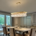 thumbnail image 4 of HOOMEDELIER Rectangle K9 Crystal Chandelier,Luxury LED Chandelier ,Adjustable Gold Pendant Fixture for Dining Room Kitchen - L40", 4 of 16
