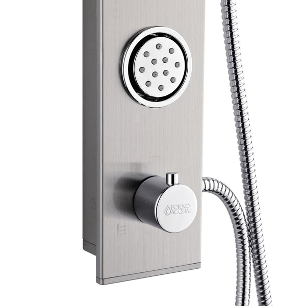 FORNO ACQUA Stainless Steel Shower Panel, 9in. Rain Shower Head, 5-Function Handheld & 3 Body Jets. 2.5GPM