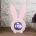 thumbnail image 4 of Reloj de mesa multifuncional con diseño de conejo de dibujos animados, pantalla LED, temporizador, alarma y temperatura (rosa), 4 of 11