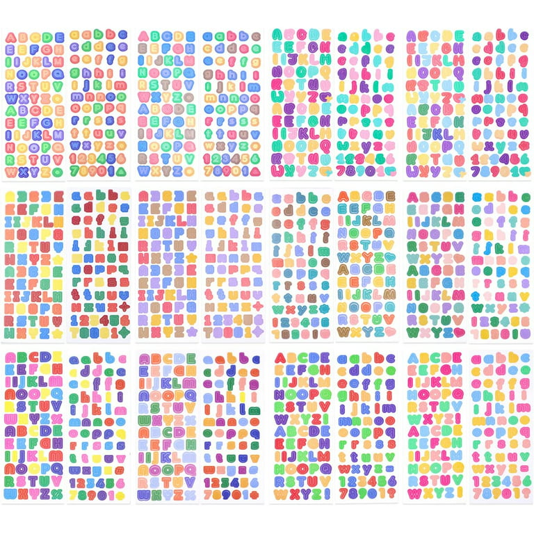 24 Sheets Letter Stickers, Cute Colorful Number Letter Stickers