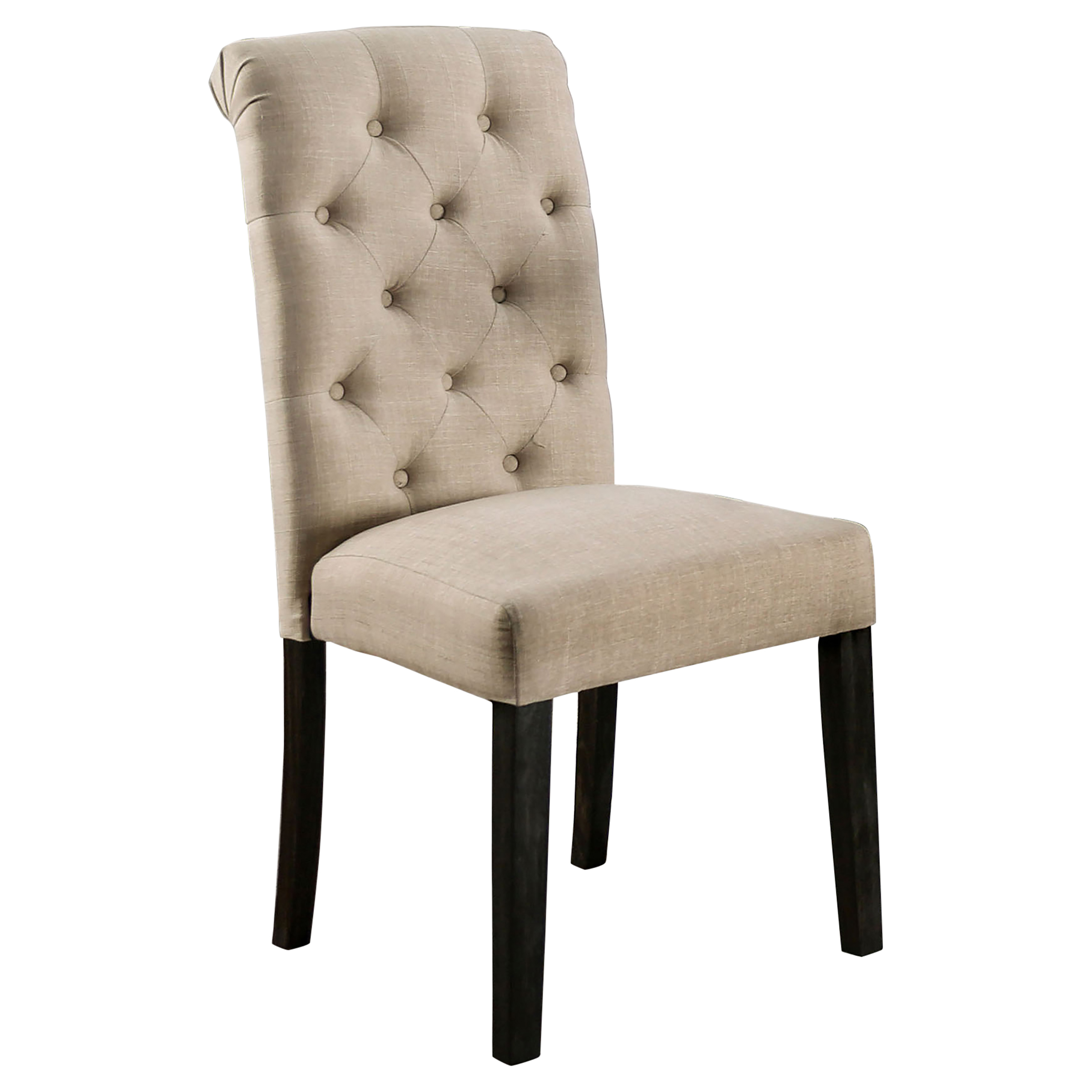 Furniture of America Flar Upholstery Side Chairs, Ivory - Set of 2