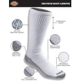 thumbnail image 2 of Dickies Men's 6 packs Dri-Tech Boot Length Crew Socks, Size 6-12, White, 2 of 3