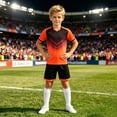 thumbnail image 6 of Boys Outfits Kids Gradient Triangle Design Breathable Soccer Uniform 2 Piece Boys' Clothing Sets Orange L, 6 of 9