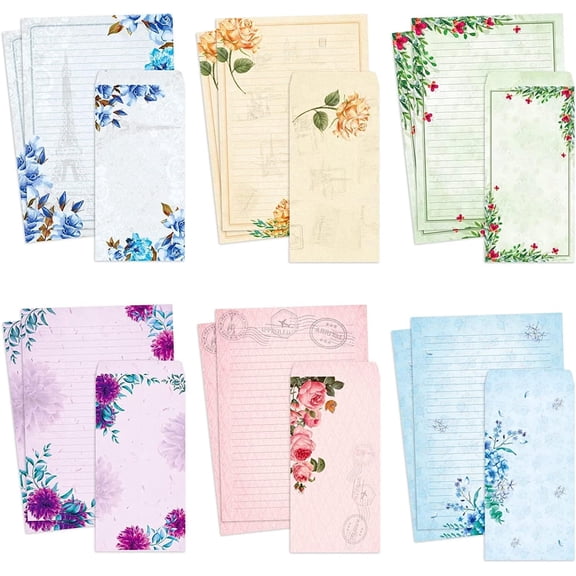 Japanese Stationary Paper and Envelopes Set with Lines - 48 Sheets 24 Envelopes, 7 x 10 Inch