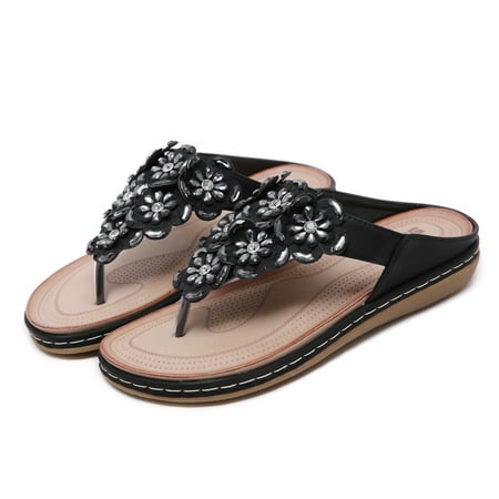 

DAFENGEA Women s Arch Support Flip Flops Comfortable Thong Sandals Beach Casual Indoor Outdoor Walking Summer Shoes T-Strap Orthotic Bohemia Casual Wedge Sandals