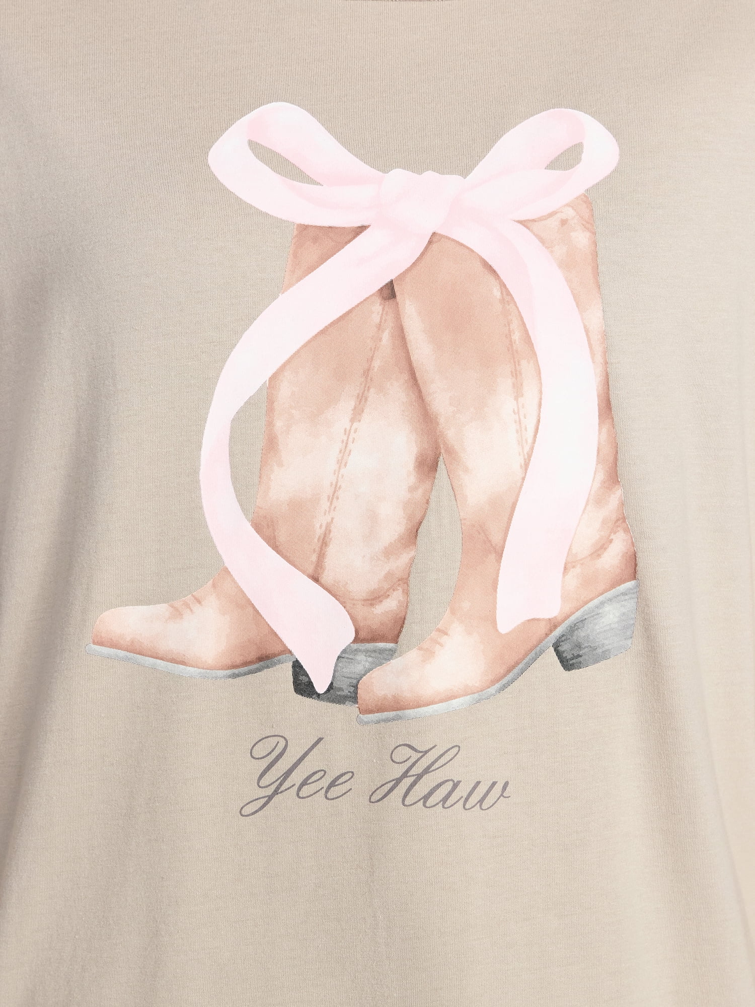 Yee Haw Boots Bow Women's Graphic Everyday Tee with Short Sleeves, Sizes XXS-XXL