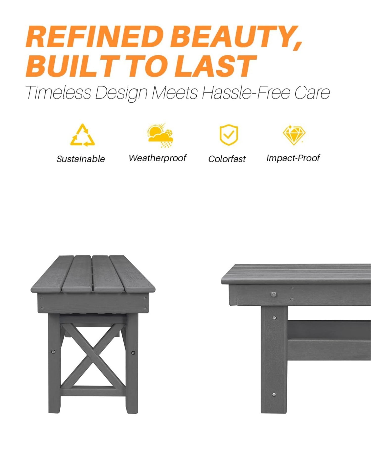 HDPE Outdoor Dining Table for 6, 66.9" Rectangle Patio Dining Table with 2.2" Umbrella Hole, All Weather HDPE Outdoor Table for Backyard, Deck, Garden, Poolside, Smoke Gray