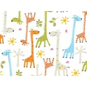 Pack of 1, Baby Giraffes Gift Wrap 18" x 417' Gift Wrap Half Ream Roll for Holiday, Party, Kids' Birthday, Wedding & Special Occasion Packaging