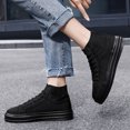 thumbnail image 1 of Mujeres Negras Zapatos De Tablero Casuales De Alto Top, Zapatos De Caminar Con Cordones De Moda, Zapatos Planos Cómodos, 1 of 3