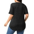 thumbnail image 2 of Fnooota Women's Plus Size T-shirts, Knitted Short Sleeve Loose Fit Casual Summer Tops Black Size 2XL, 2 of 4