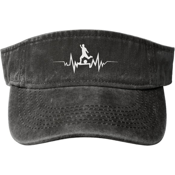 Soccer Ball Heartbeat Hat Cotton Funny Empty Top Baseball Sun Cap Visor Hats for Men Women Black