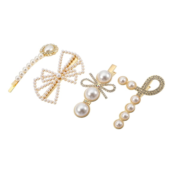 Unique Bargains 1 Set Pearl Simple Cute Style Metal Hair Clip White Non-Slip Hair Clip for Women Girls