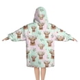 thumbnail image 2 of Green Highland Cow Flower Pattern Blanket Hoodies for Kids 6-13YR Oversize Wearable Blanket Hoodies for Boys Girls Teens, 2 of 7