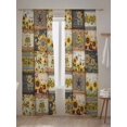 thumbnail image 5 of Sheer Curtains 96 Inches Long 2 Panels Set for Living Room, Sunflowers Semi Sheer Curtains for Windows, Farmhouse Vintage Western Texas Star Plaid Voile Window Treatments Rod Pocket Curtain, 5 of 7
