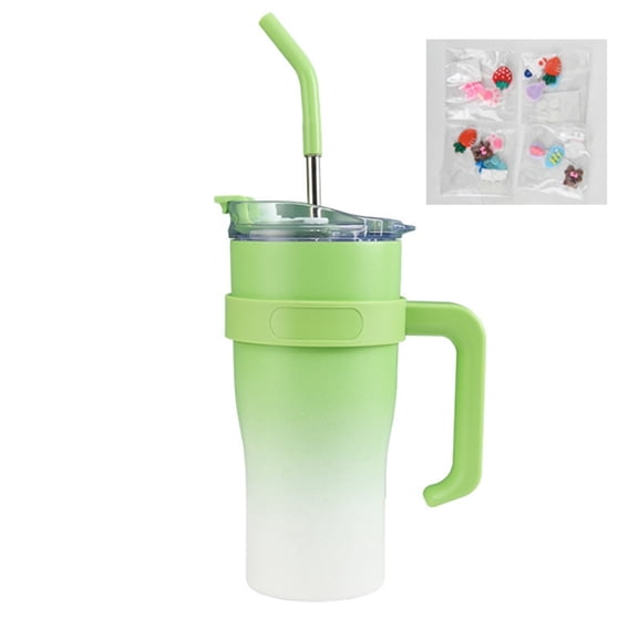 FORHVIPS 40oz Tumbler with Handle and Straw Lid, Double Walled Stainless Steel Vacuum Insulated Tumblers Water Bottle, Travel Mug Iced Coffee Cup, Cupholder Friendly, Airtight Leak-Proof (Ocean Blue)