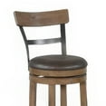 thumbnail image 3 of Yael Swivel Counter Stool Chair Set of 2, Gray Faux Leather Brown Wood, 3 of 6
