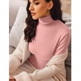 thumbnail image 2 of Ekouaer Women' Turtleneck Long Sleeve Shirts Slim Fit Thermal Underwear Tops Lightweight Pullover Tees, 2 of 5