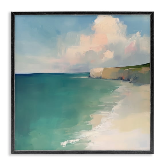 Stupell Industries Contemporary Turquoise Horizons Expression Black Framed Giclee Art, 12 x 12, by Annabelle Hall