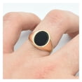 thumbnail image 3 of Oval Black Enamel Shiny Signet Unisex Adult Ring 10K Yellow Gold, 3.67 Gr - GOLDUM NYC, 3 of 4