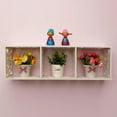 thumbnail image 2 of Fithood Wood-plastic Board Three lattices Carved Overhead Storage Rack White, 2 of 5